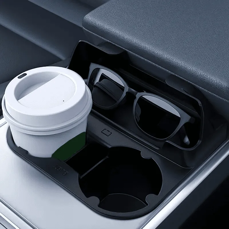 Tesla Model 3 Y 2-in-1 Silicone Center Console Cup Holder Storage Tray.
