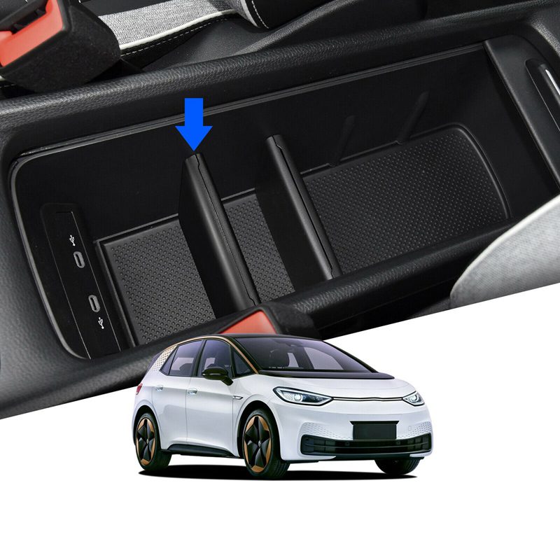 vw-id3-centre-console-divider-black vw id.3 centre console divider black storage organiser uk