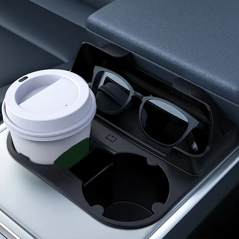 Tesla Model 3 Y 2-in-1 Silicone Center Console Cup Holder Storage Tray.