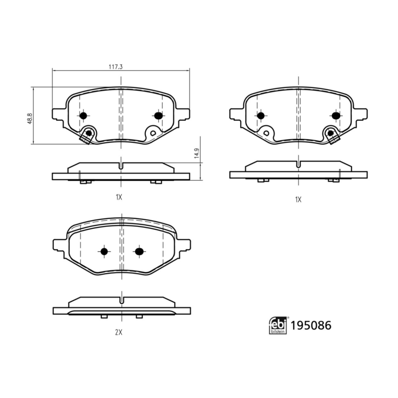 MG ZS Rear Brake Pads Febi 195086